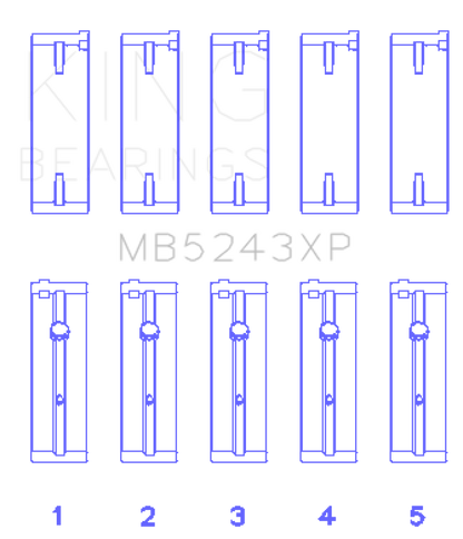 King Engine Bearings Nissan SR20DE/DET (2.0L) Performance Main Bearing Set - Size +0.25mm
