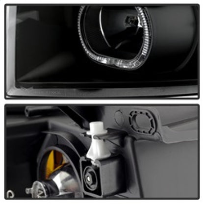 xTune Chevy Silverado 1500/2500/3500 07-13 LED Halo Projector Headlights Black PRO-JH-CSIL07-CFB-BK