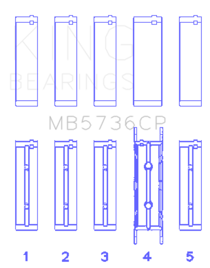 King Engine Bearings Ford Powerstroke 6.0L/6.4L Diesel Crankshaft Main Bearing Set - Size STD