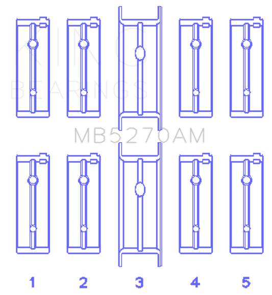 King Engine Bearings Chrysler 148/148 Turbo DOHC 16V/Jeep 148 DOHC 16V Main Bearing Set - Size STD