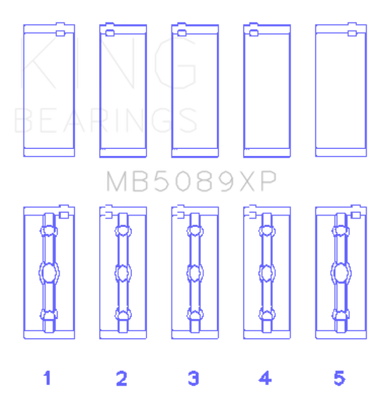 King Engine Bearings Toyota 1RZ/2RZ/3RZ Crankshaft Main Bearing Set (Set of 5)