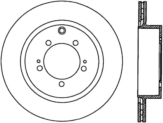 StopTech 08-15 Mitsubishi Lancer SportStop Cryo Slotted & Drilled Right Rear Rotor