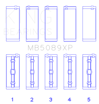 King Engine Bearings Toyota 1RZ/2RZ/3RZ Crankshaft Main Bearing Set (Set of 5)