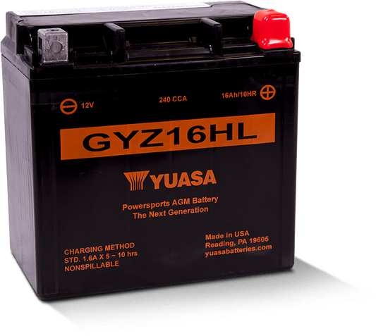 Yuasa GYZ16HL High Performance Maintenance Free AGM 12-Volt Battery