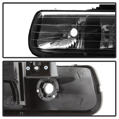 xTune Chevy Tahoe 00-06 Amber Crystal Headlights w/ Bumper Lights Black HD-JH-CSIL99-SET-AM-BK